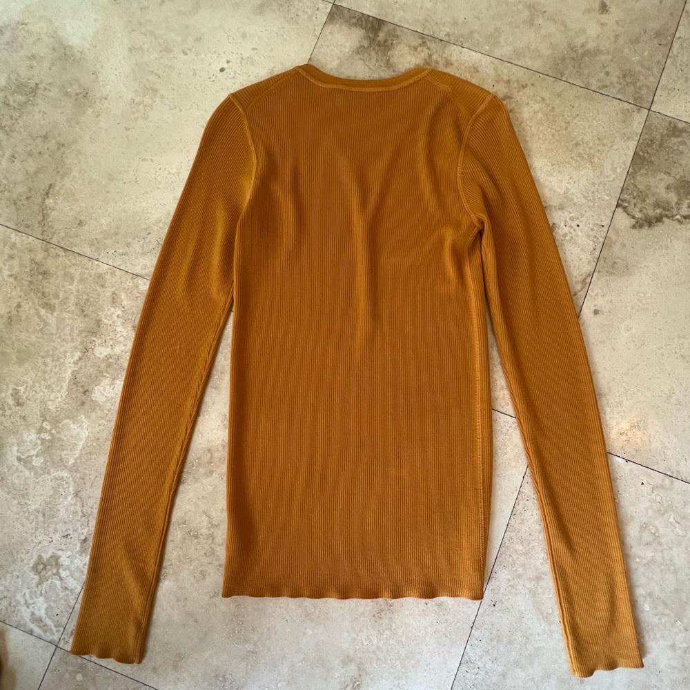 Theory Mustard Ribbed Knit Top - Picture 2 of 5